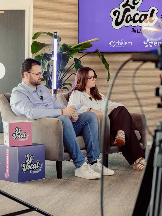 Photo des intervenants sur le plateau du podcast du LAB'O Village by CA